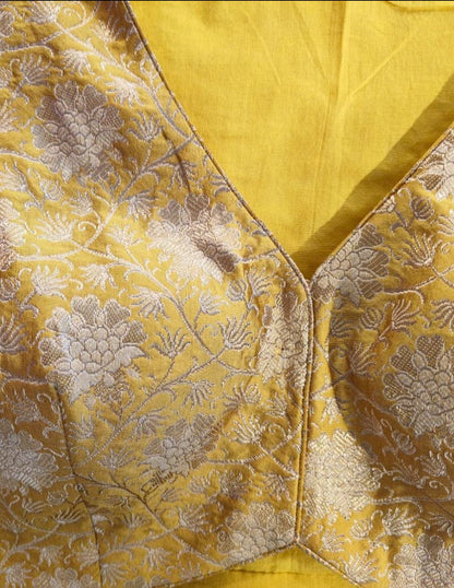 Banarasi Brocade Yellow Silk Blouse