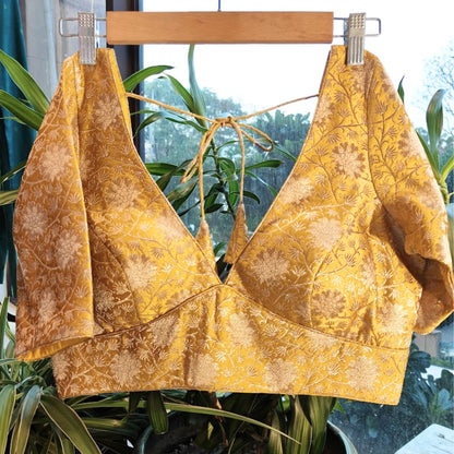 Banarasi Brocade Yellow Silk Blouse