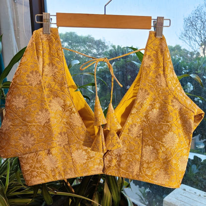 Banarasi Brocade Yellow Silk Blouse